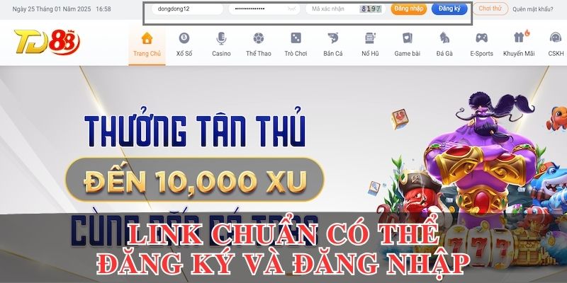 Link chuẩn có thể đăng ký và đăng nhập